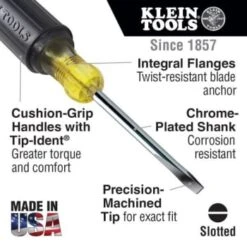 Klein Tools® Black Keystone Tip Screwdriver 13.43" With Square Shank 8" -Tools Kleina Shop 118214 w DetailedProductView1 Lg