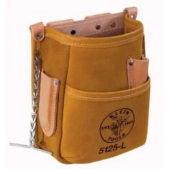 Klein Tools® 5-Pocket Brown Leather Pocket Tool Pouch With Tape Thong