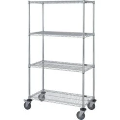 Quantum Storage Systems® 4-Wire Shelf Mobile Cart 24w X 60l X 69h Inch - Chrome