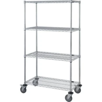 Quantum Storage Systems® 4-Wire Shelf Mobile Cart 24w X 60l X 69h Inch - Chrome -Tools Kleina Shop 182854 w MainProductImage Lg