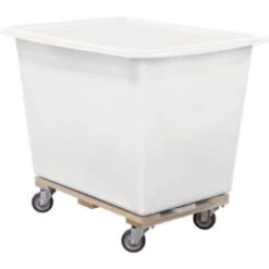 Royal Basket Trucks 14 Bushel Polyethylene Truck, White, Wood Base