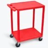Luxor 18" X 24" 2-Flat Shelf Structural Foam Plastic Utility Cart In Red