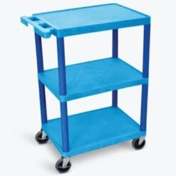 Luxor 18" X 24" 3-Flat Shelf Structural Foam Plastic Utility Cart In Blue