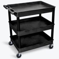 Luxor 24" X 32" 3-Tub Shelf Utility Cart In Black