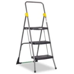Cosco Commercial 3-Step Folding Stool, 300 Lb Capacity, Gray