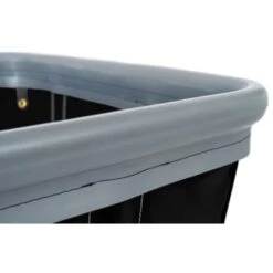 R&b Wire Products 14 Bushel Vinyl Basket Truck W/ Bumper, Steel Base, All Swivel Casters, Black -Tools Kleina Shop 480194 w DetailedProductView2 Lg