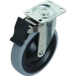 Shepherd 6" Rubber Gray Non-Marking Wheel Swivel Caster With Wheel Brake
