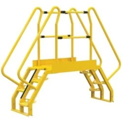 Vestil Yellow Steel 4-Step Alternating Crossover Ladder 93 X 73"