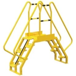 Vestil Yellow Steel 5-Step Alternating Crossover Ladder 90 X 81"