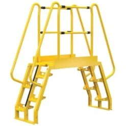 Vestil Yellow Steel 5-Step Alternating Crossover Ladder 80 X 81"