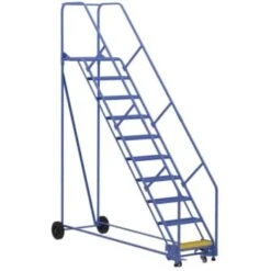 Vestil 58° Grip Strut 10-Step Rolling Warehouse Ladder 103.94"