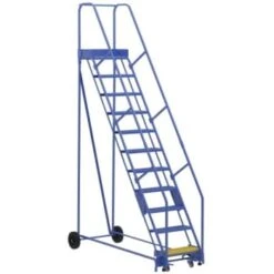 Vestil 58° Perforated 11-Step Rolling Warehouse Ladder 85.06"