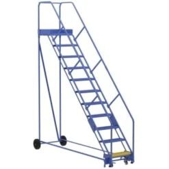 Vestil 50° Grip Strut 11-Step Rolling Warehouse Ladder 110.88"