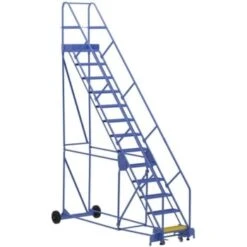 Vestil 50° Grip Strut 13-Step Rolling Warehouse Ladder 120.88"