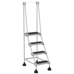 Vestil White 4-Step Spring Loaded Rolling Ladder 31.81"