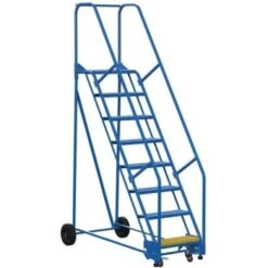 Vestil 58° Perforated 8-Step Rolling Warehouse Ladder 66.94"