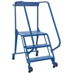 Vestil 58° Perforated 3-Step Tip-N-Roll Straddle Ladder 50.44 X 29.5"